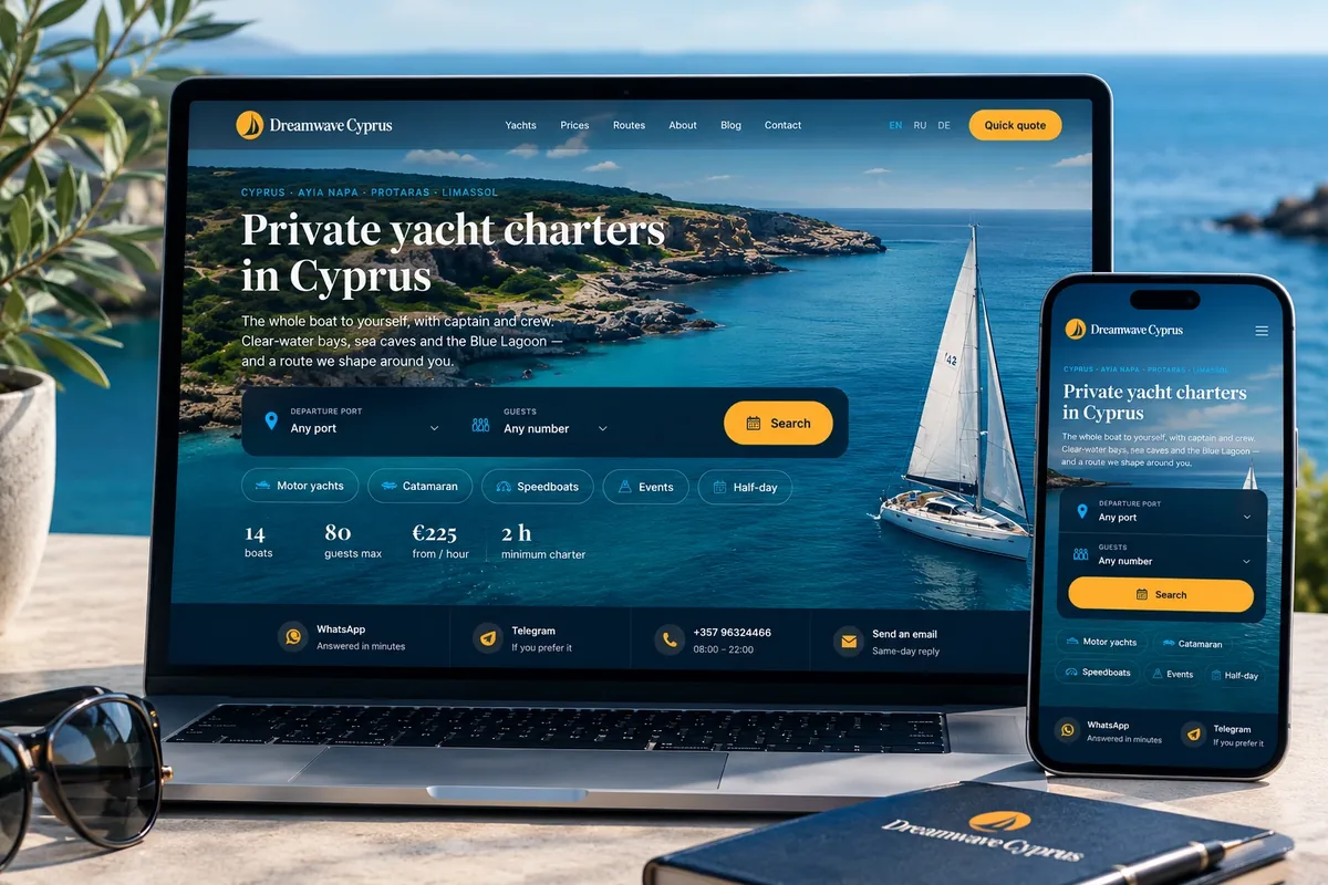 Dreamwave Cyprus - private yacht charter website, Cyprus