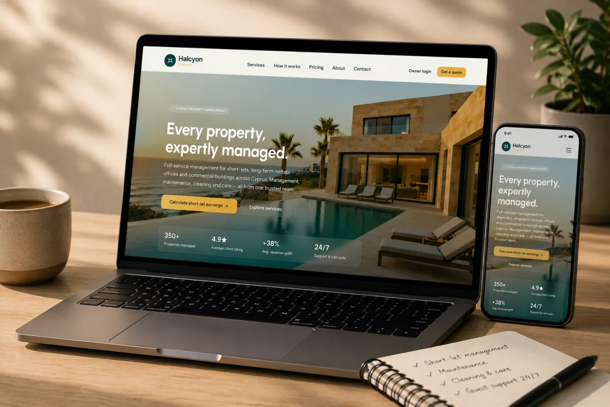 Halcyon Cyprus — property management website, Cyprus
