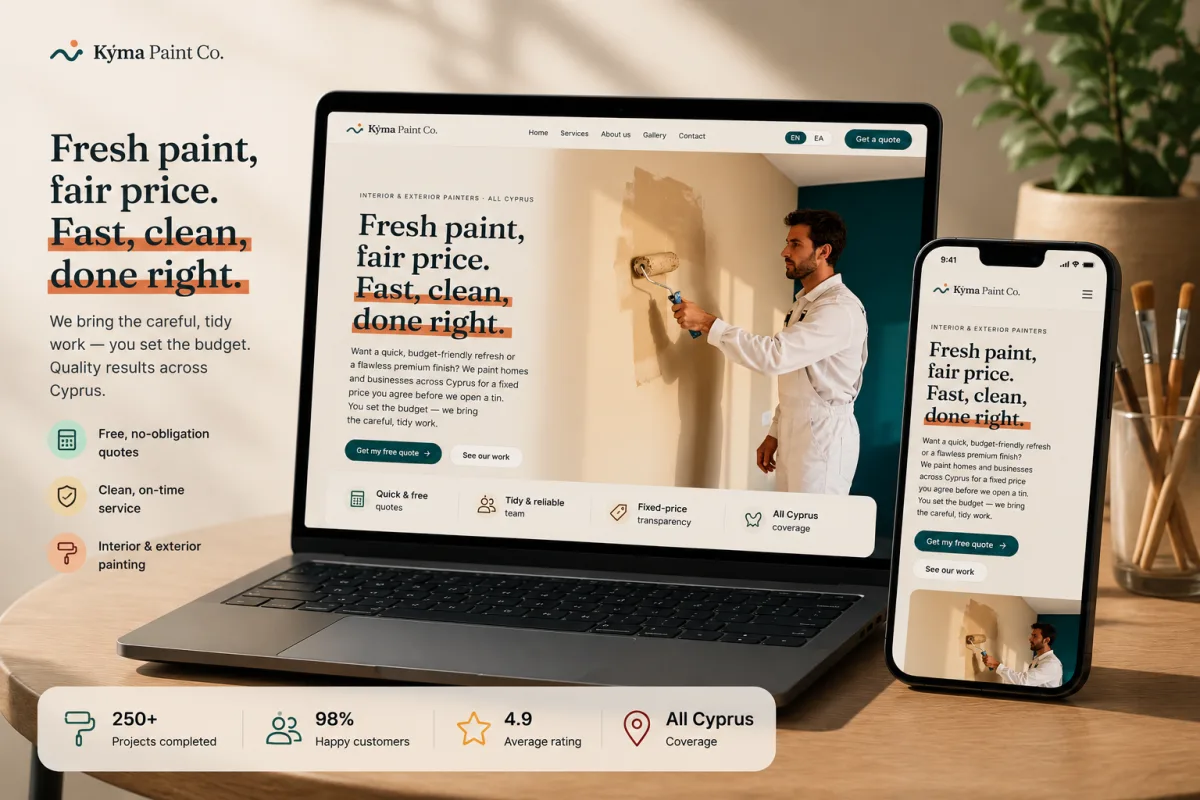 Kýma Paint Co. — painting company website, Cyprus